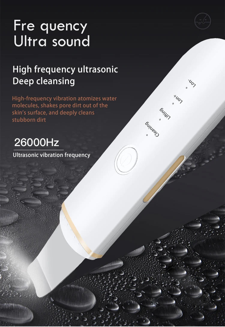 Ultrasonic Skin Scrubber Vibration Face Spatula Blackhead Remover Shovel Clean Cavitation Peeling Facial Lifting skin care